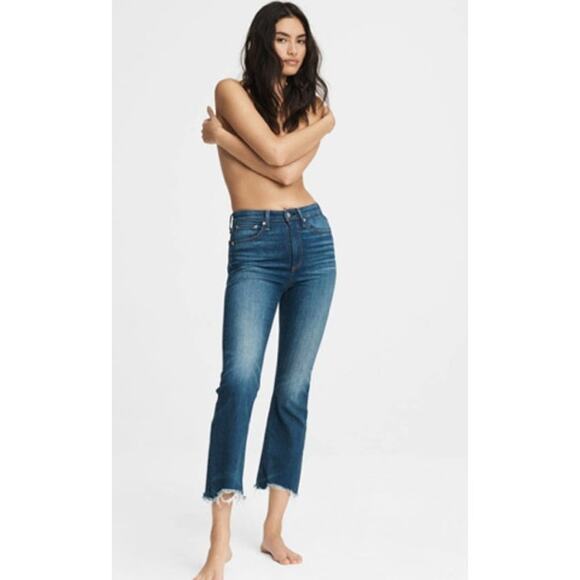 Rag & Bone Nina High Rise Ankle Flare Jeans In Crossfield 24 - Picture 1 of 8